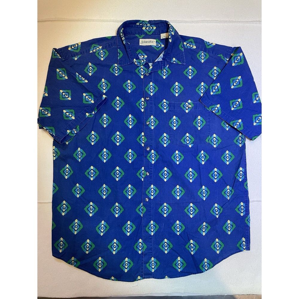 Vintage St. Johns Bay shirt short sleeve button up men's Size XL Retro USA